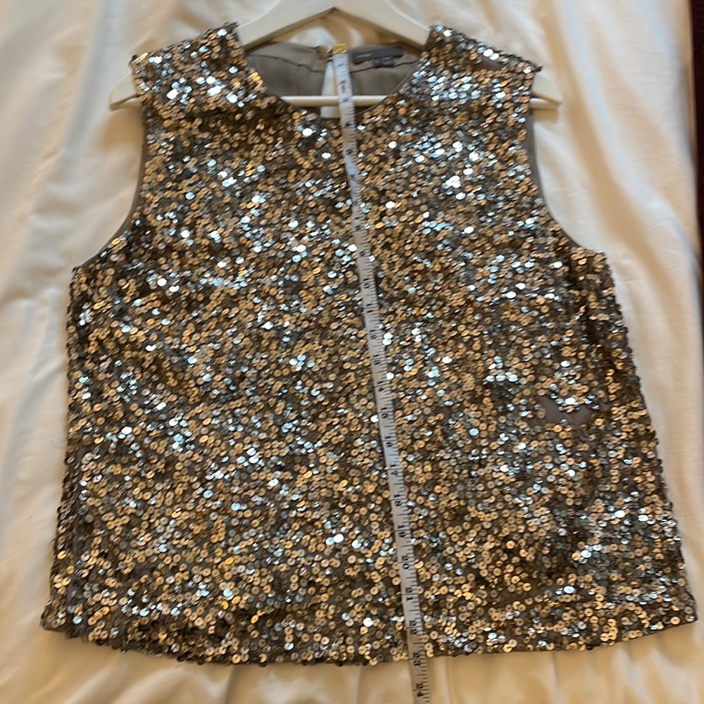 VINCE | Sleeveless Gold Sequin Blouse - Picture 11 of 12